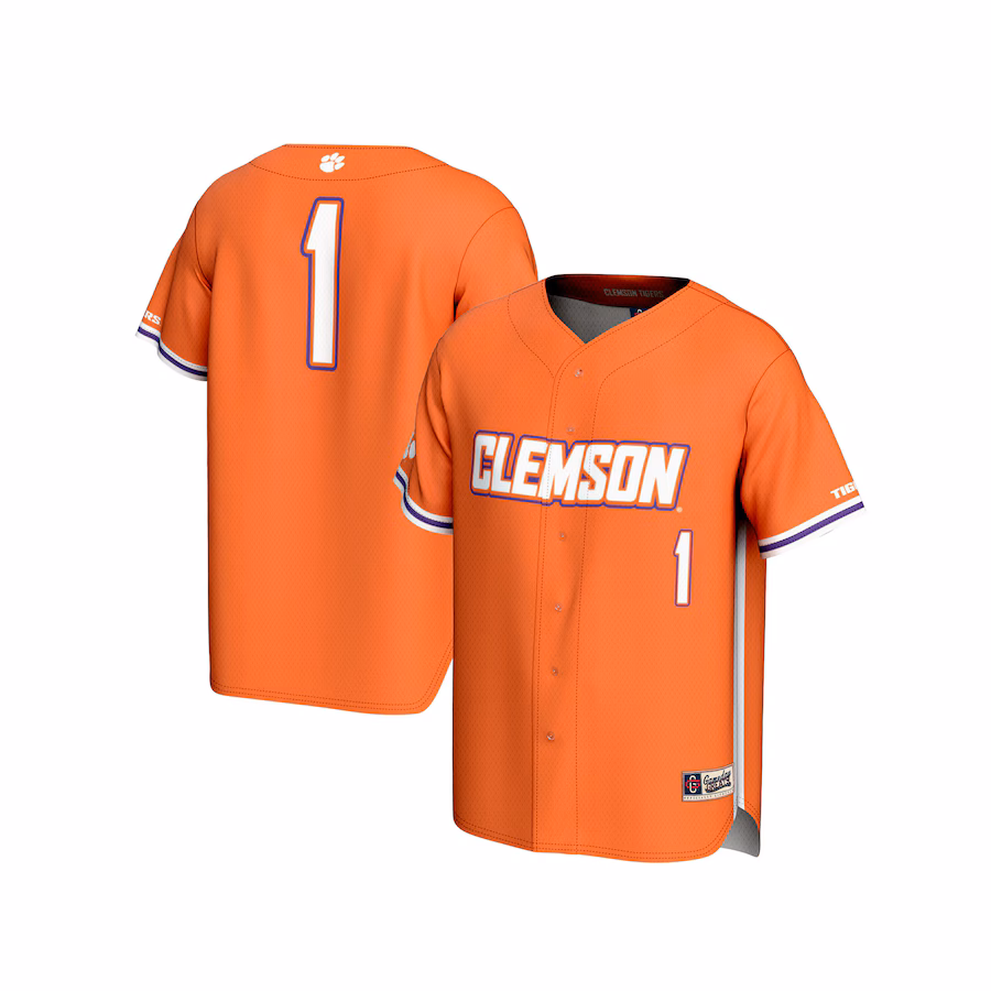 Unisex GameDay Greats  Orange #1 Clemson Tigers Lightweight Baseball Fashion Jersey