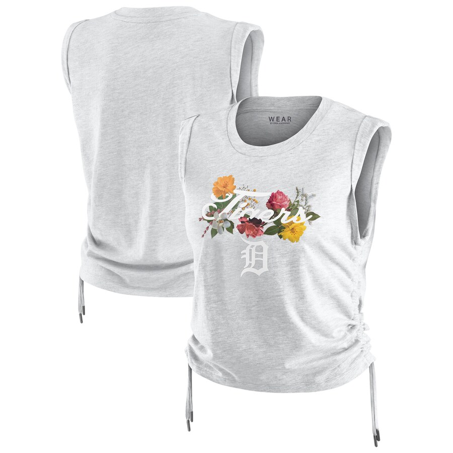 Women's Detroit Tigers WEAR by Erin Andrews Heather Gray Cinched Tank Top