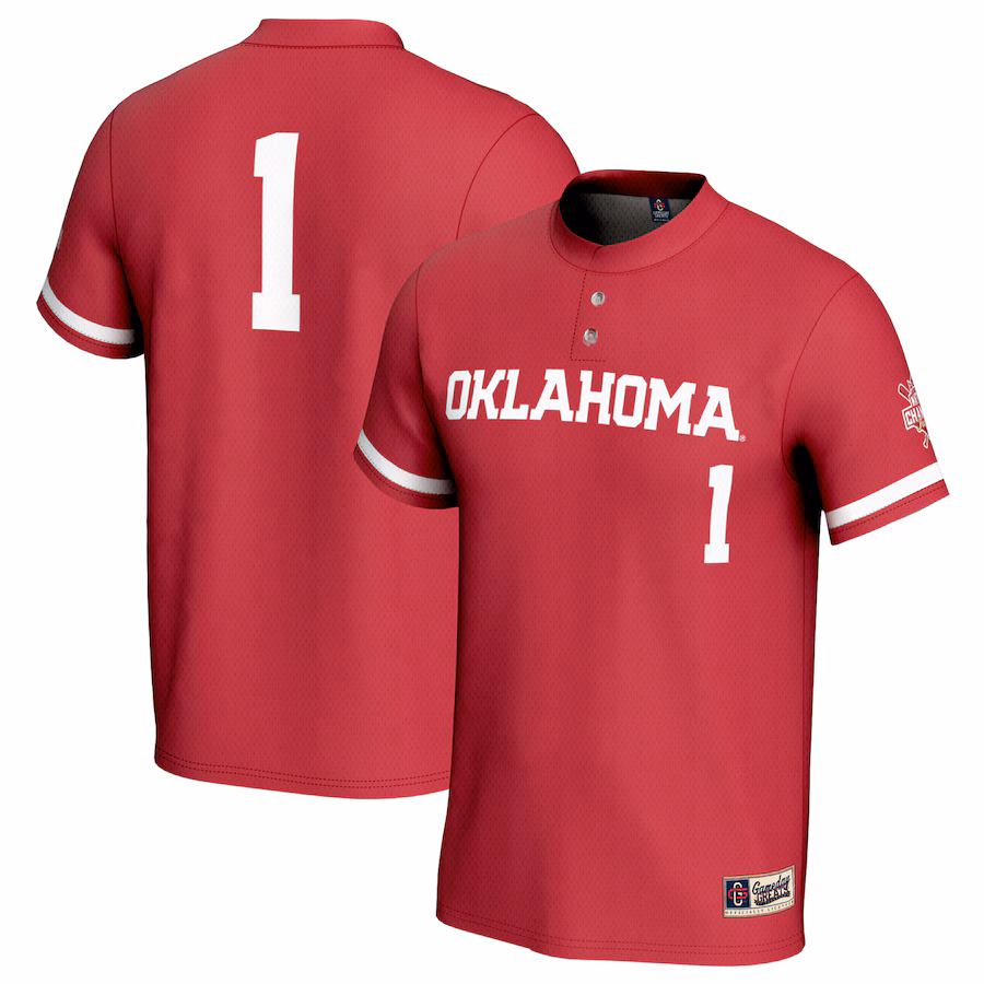 Youth GameDay Greats Crimson Oklahoma Sooners 2024 Women's Softball College World Series Champions Lightweight Softball Fashion Jersey