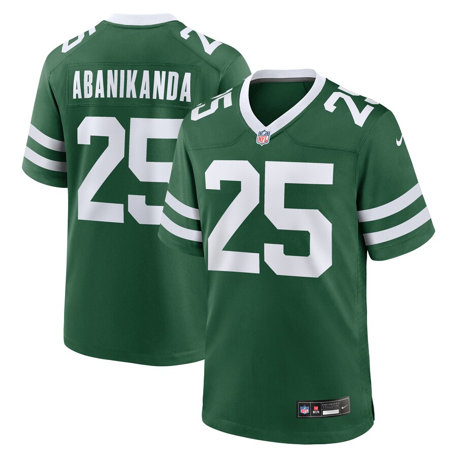Men's New York Jets Israel Abanikanda Nike Legacy Green Team Game Jersey