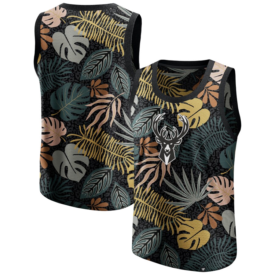 Men's Milwaukee Bucks  Fanatics Black Rocker Step Fashion Tank Top