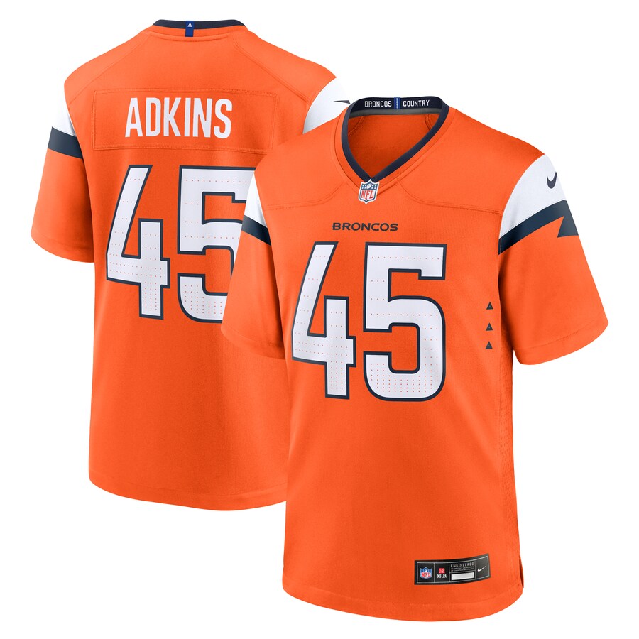 Men's Denver Broncos Nate Adkins Nike Orange Team Game Jersey