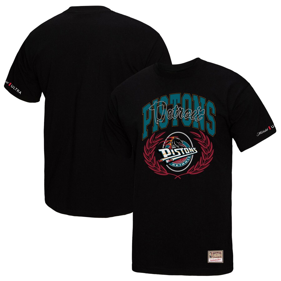 Men's Detroit Pistons Mitchell & Ness Black NBA x Michelob Ultra Rewind II T-Shirt