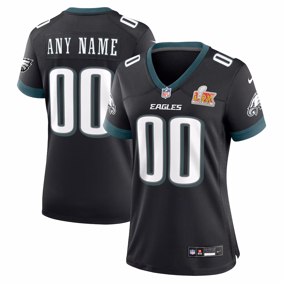 Women's Philadelphia Eagles Nike Black Super Bowl LIX Custom Alternate Game Jersey