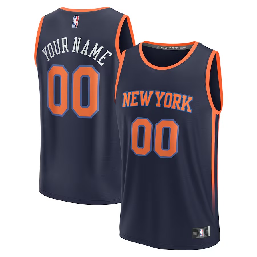 Youth New York Knicks  Fanatics Navy Fast Break Replica Custom Jersey - Statement Edition