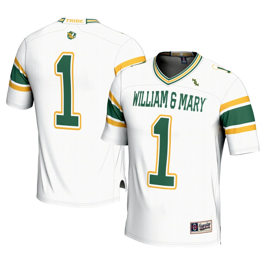 Men's GameDay Greats #1 White William & Mary Tribe Football Jersey