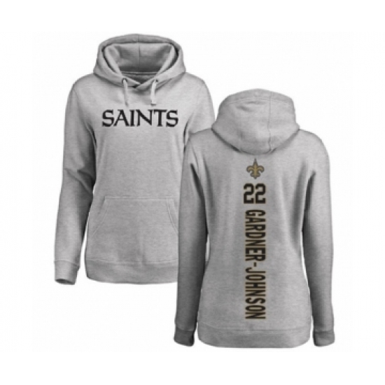 Football Women's New Orleans Saints #22 Chauncey Gardner-Johnson Ash Backer Pullover Hoodie