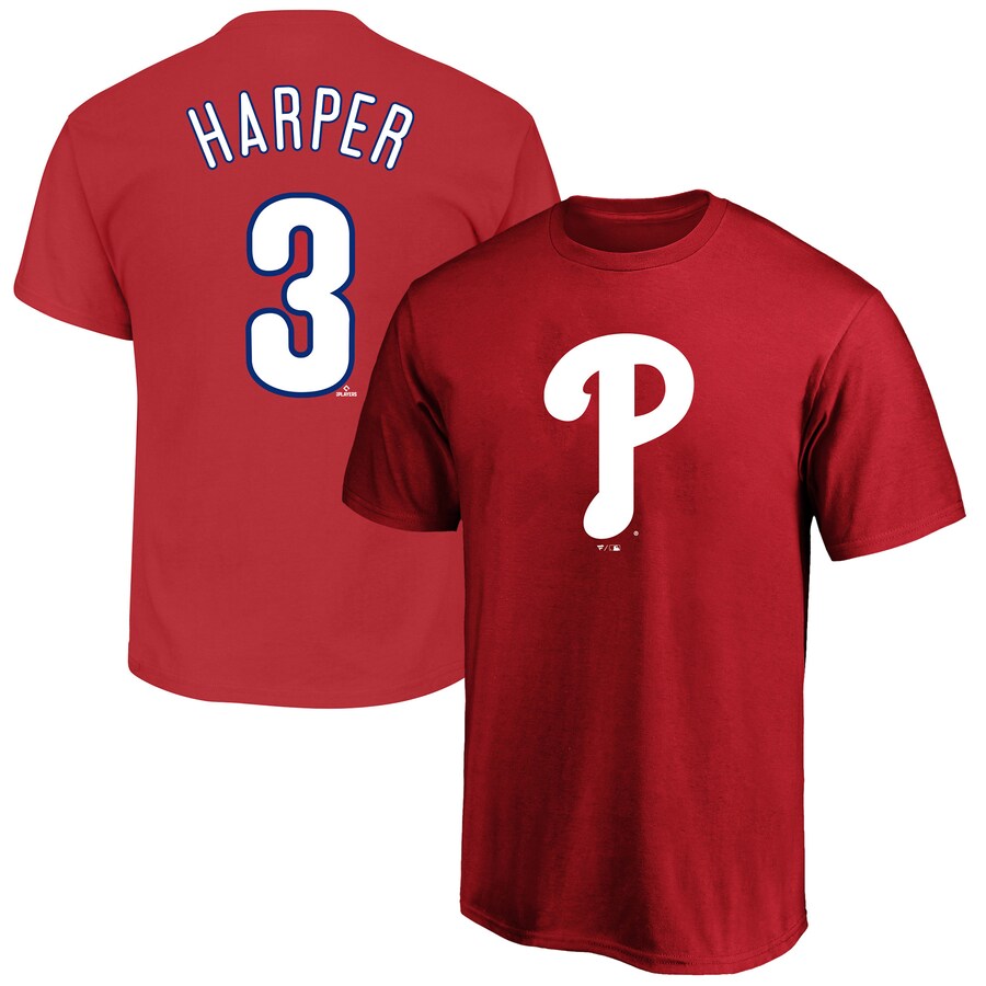 Men's Philadelphia Phillies Bryce Harper Profile Red Big & Tall Name & Number T-Shirt