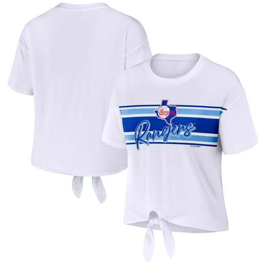 Women's Texas Rangers WEAR by Erin Andrews White Tie-Front T-Shirt