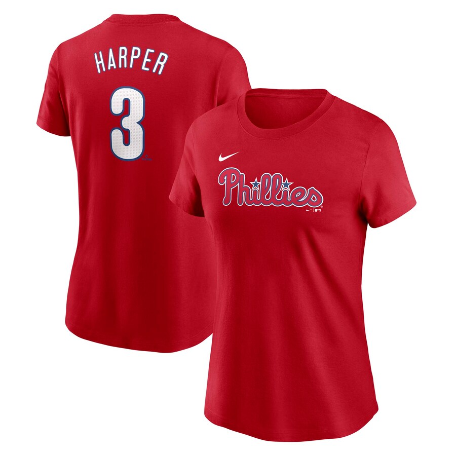 Women's Philadelphia Phillies Bryce Harper Nike Red Fuse Name & Number T-Shirt