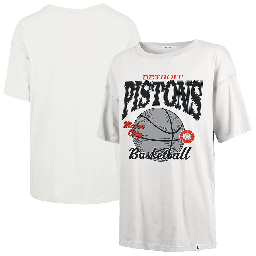 Women's Detroit Pistons  '47 White City Edition Down Court Sadie T-Shirt