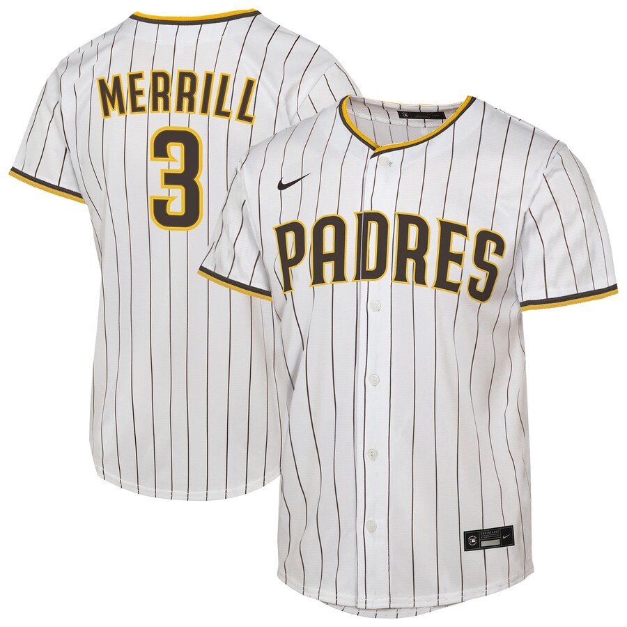 Youth San Diego Padres Jackson Merrill Nike White Home Replica Jersey