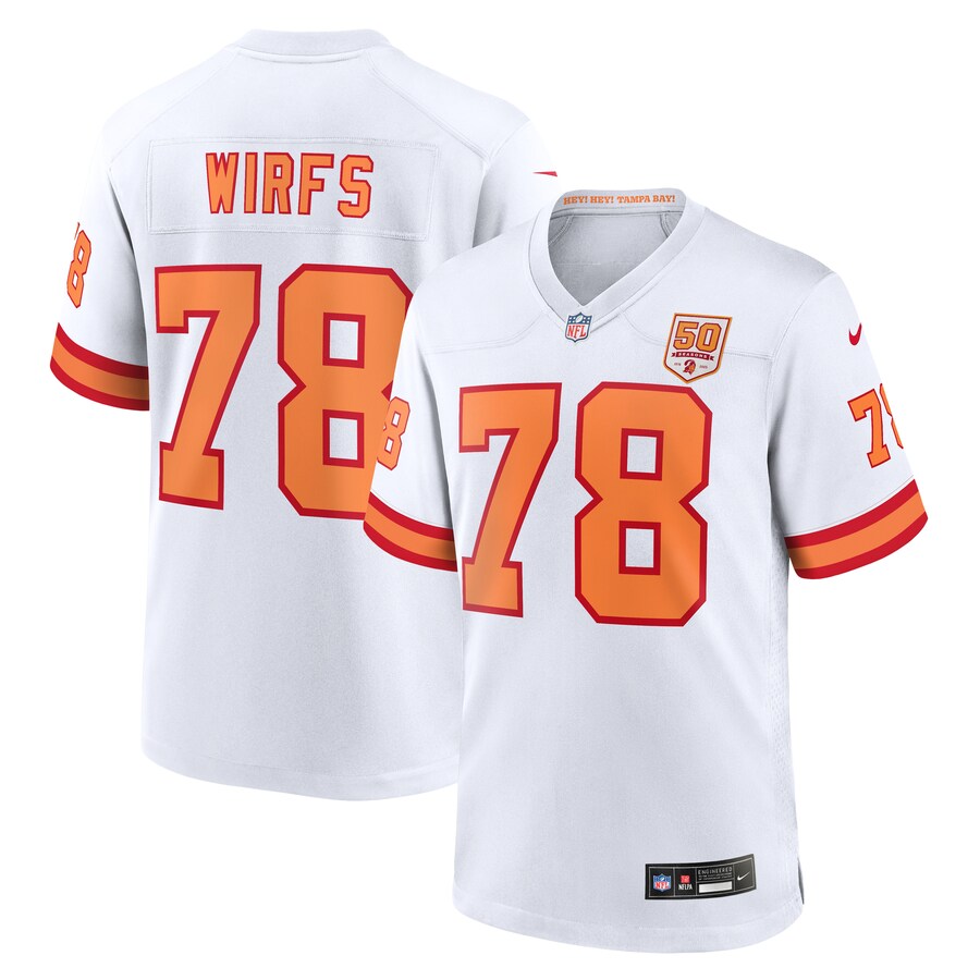 Men's '76 Tampa Bay Buccaneers Tristan Wirfs Nike White 50th Season Game Jersey