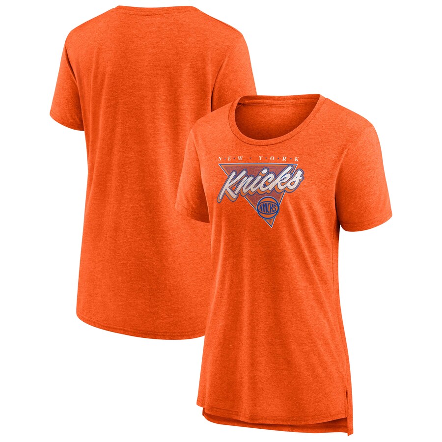 Women's New York Knicks Fanatics Heathered Orange True Classics Tri-Blend T-Shirt