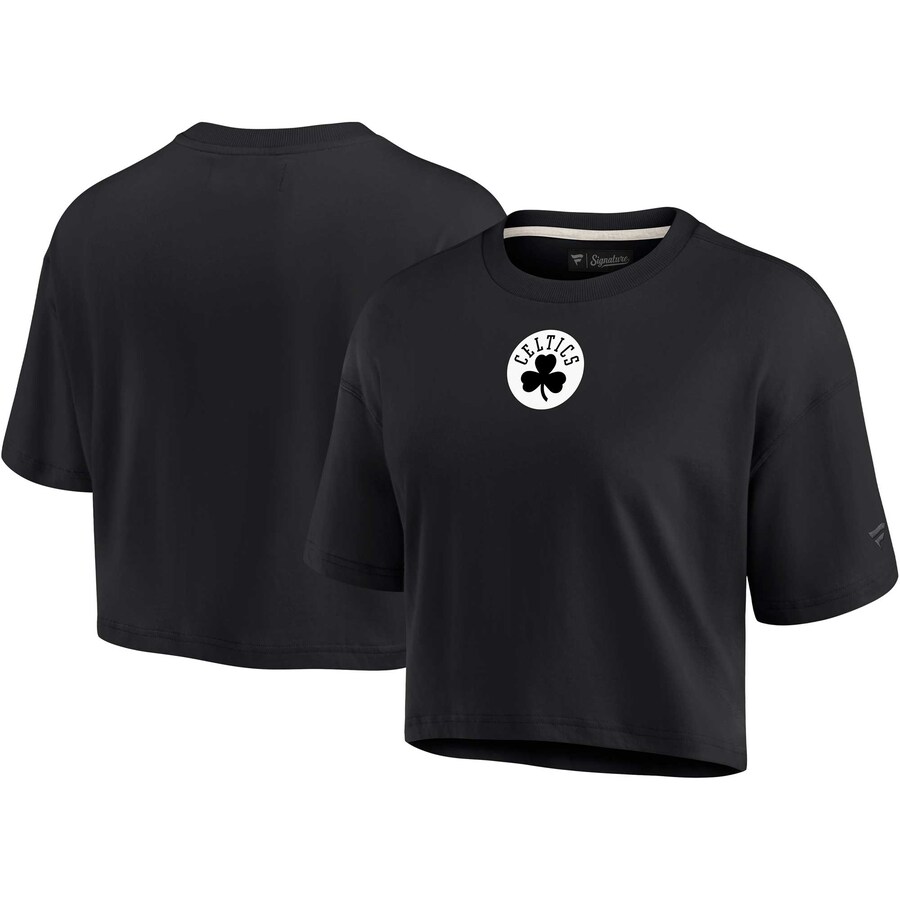 Women's Boston Celtics Fanatics Black Elements Super Soft Boxy Cropped T-Shirt