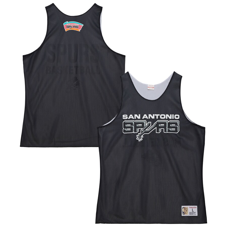 Men's San Antonio Spurs Mitchell & Ness Black/White Hardwood Classics Reversible Mesh Practice Jersey