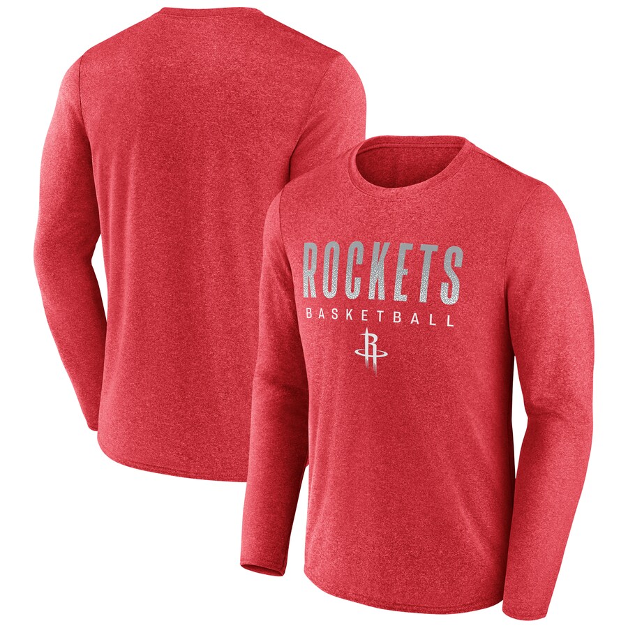 Men's Houston Rockets Fanatics Heathered Red Where Legends Play Iconic Practice Long Sleeve T-Shirt