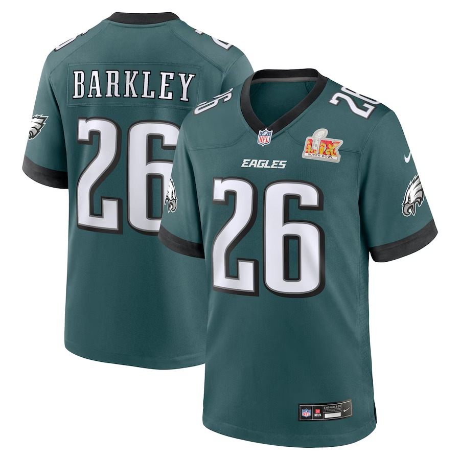 Men's Philadelphia Eagles Saquon Barkley Nike Midnight Green Super Bowl LIX Game Player Jersey