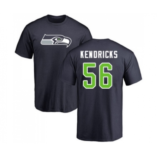 Football Seattle Seahawks #56 Mychal Kendricks Navy Blue Name & Number Logo T-Shirt