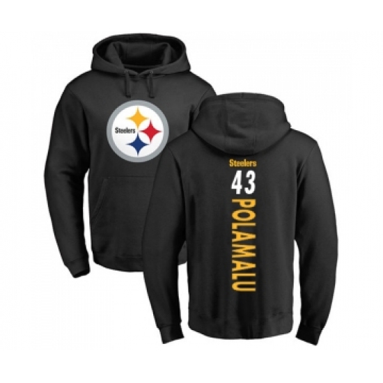 Football Pittsburgh Steelers #43 Troy Polamalu Black Backer Pullover Hoodie