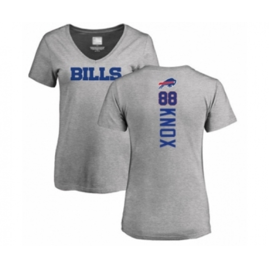 Football Women's Buffalo Bills #88 Dawson Knox Ash Backer V-Neck T-Shirt