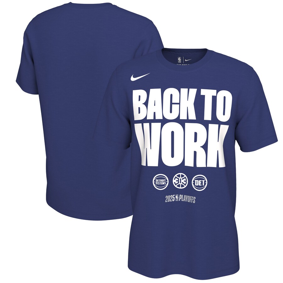 Unisex Detroit Pistons Nike Blue 2025 NBA Playoffs On-Court Mantra T-Shirt