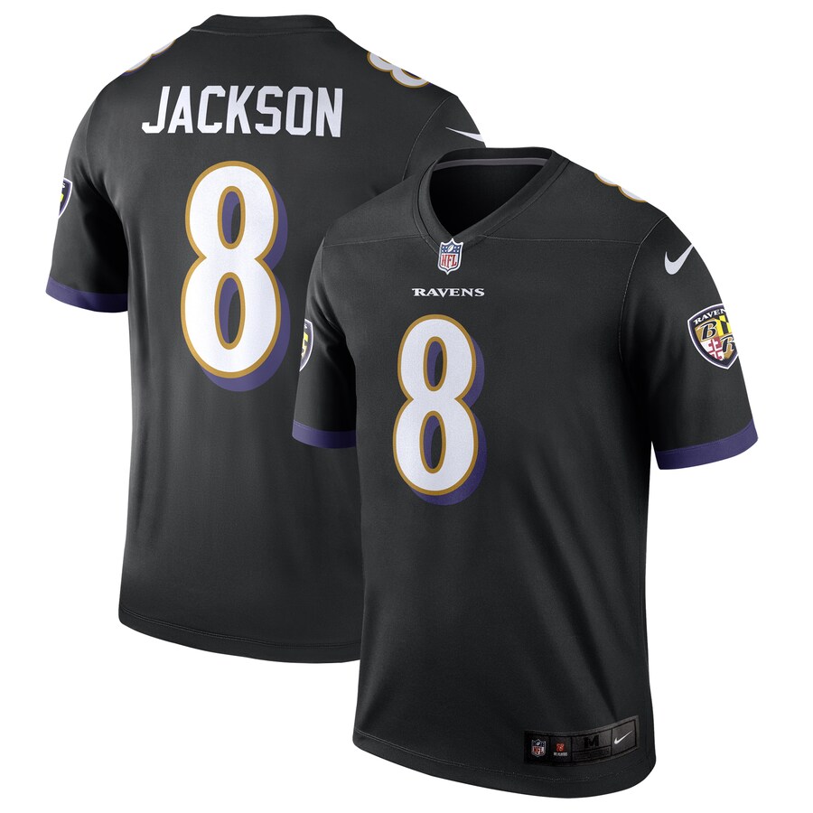 Men's Baltimore Ravens Lamar Jackson Nike Black Legend Player Performance Top