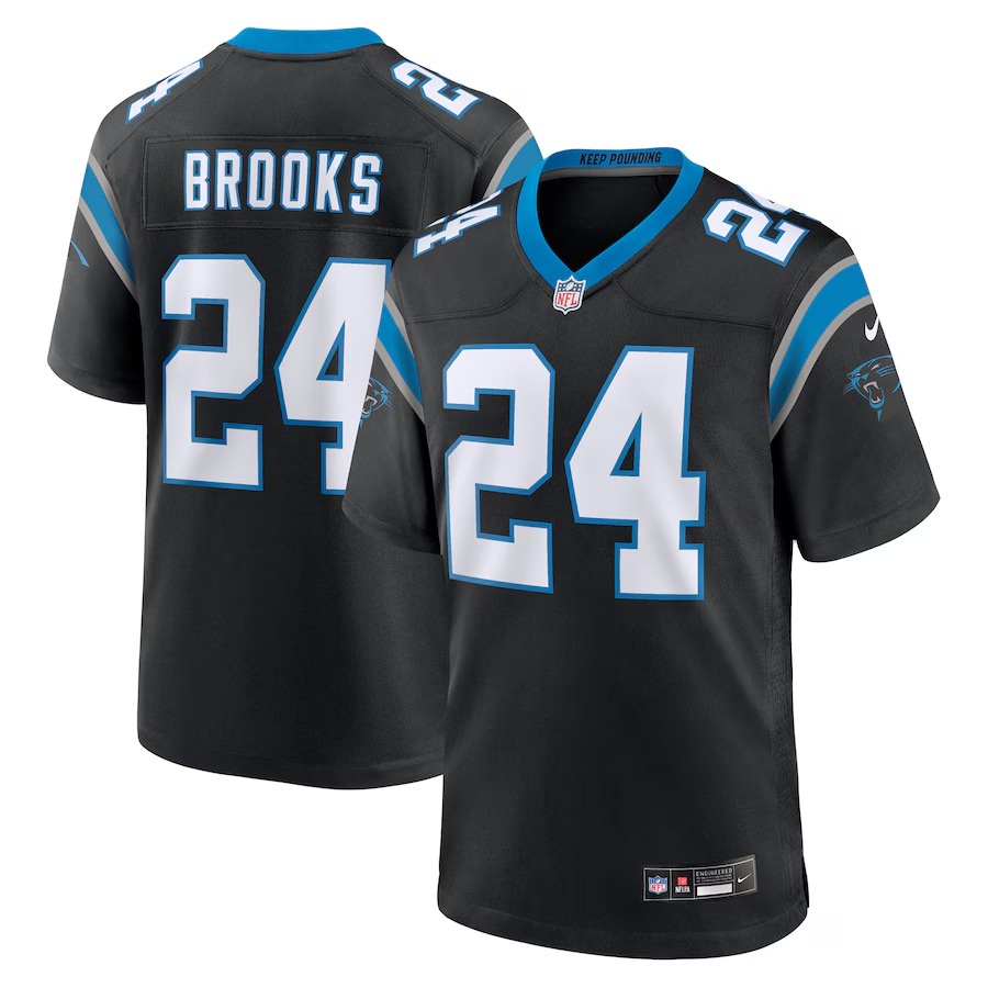 Men's Carolina Panthers Jonathon Brooks Nike Black Game Jersey