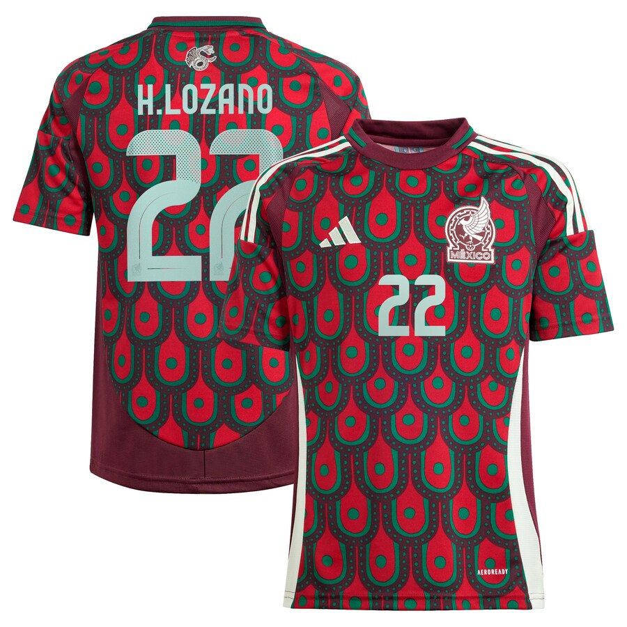 Youth Mexico National Team Hirving Lozano adidas Green 2024 Home Replica Player Jersey