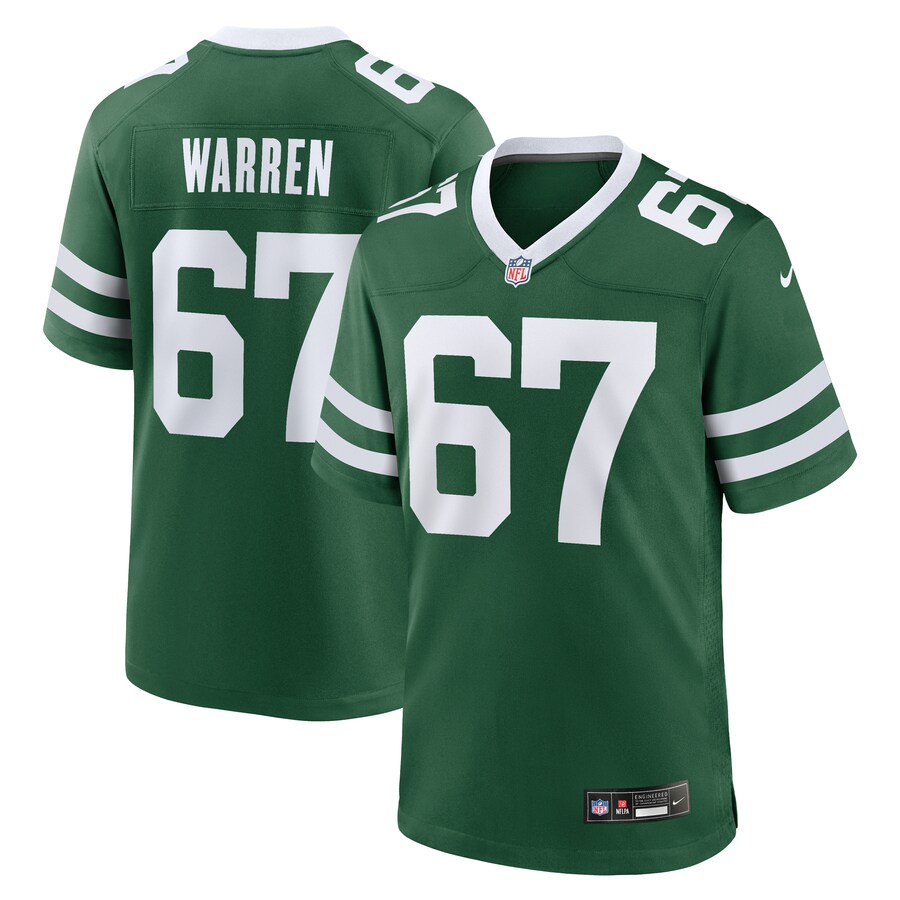 Men's New York Jets Carter Warren Nike Legacy Green Team Game Jersey