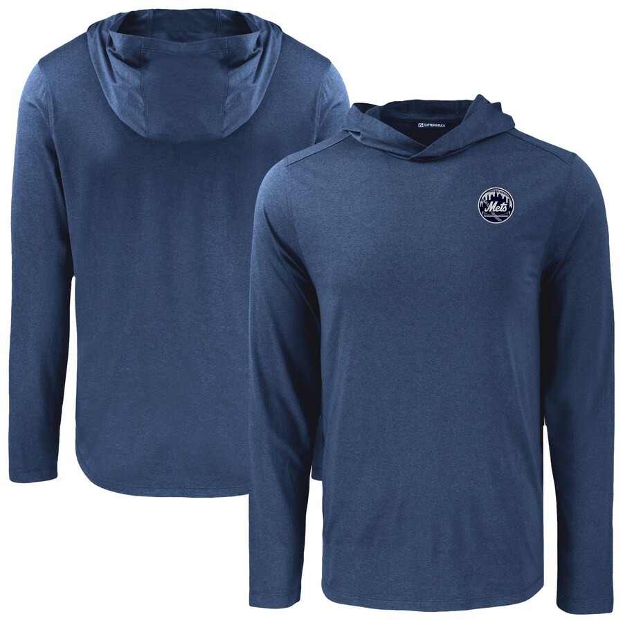Men's New York Mets Cutter & Buck Navy Coastline Epic Comfort Eco Recycled Hoodie T-Shirt