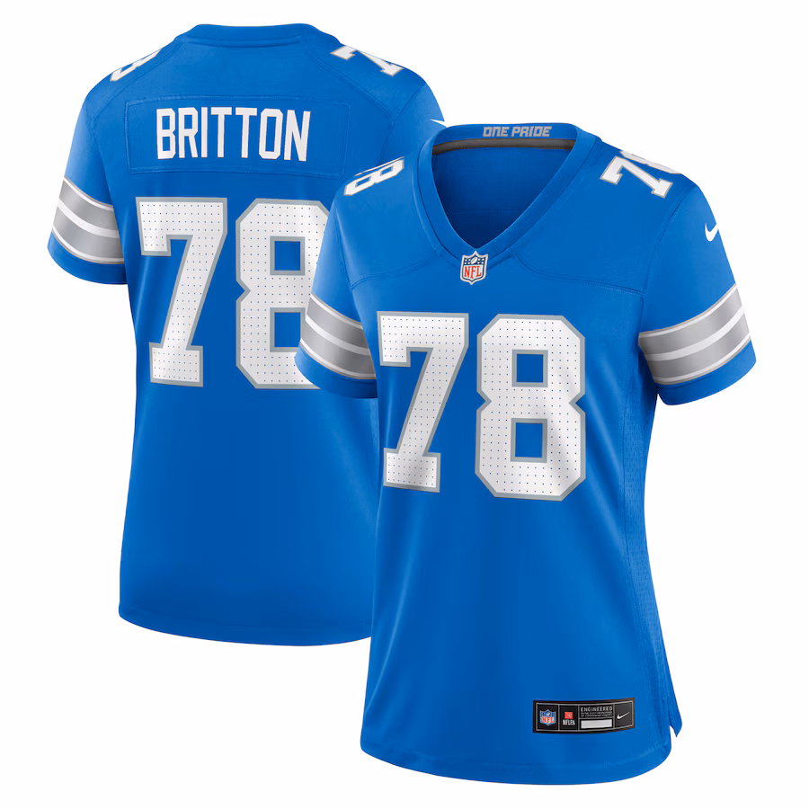 Women's Detroit Lions Gunner Britton Nike Blue Team Game Jersey