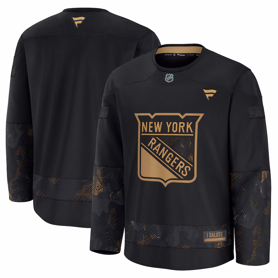 Men's New York Rangers Fanatics Black 2024 Military Appreciation Practice Jersey