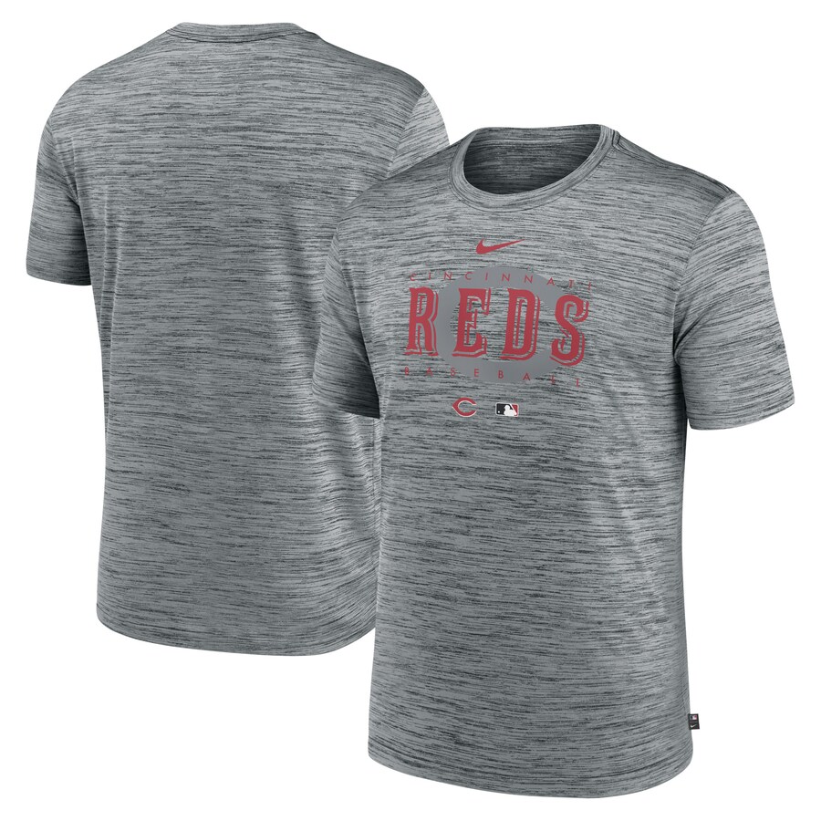 Men's Cincinnati Reds Nike Heather Gray Authentic Collection Velocity Performance Practice T-Shirt