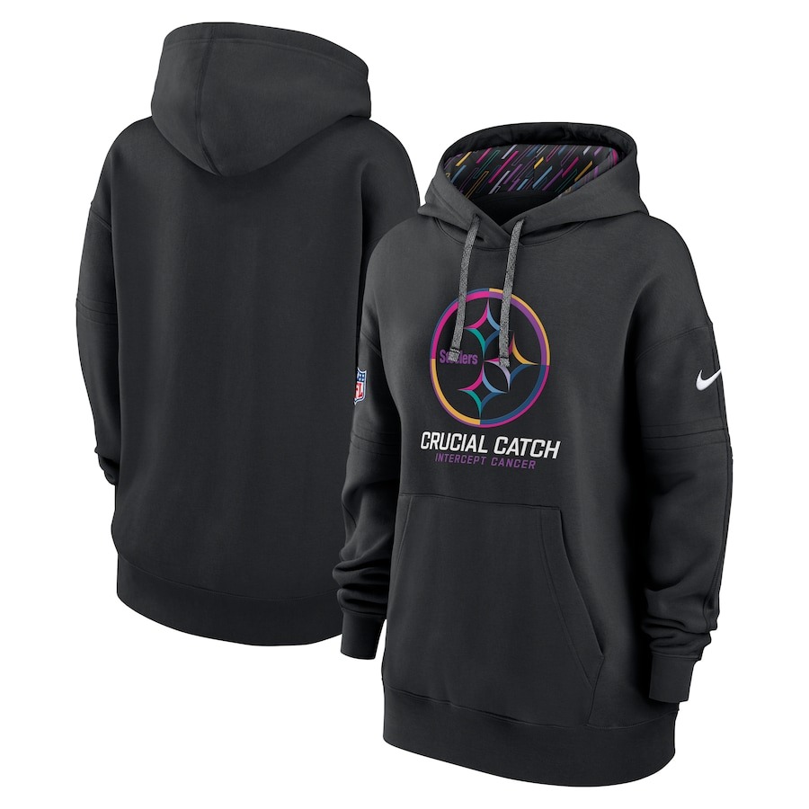 Women's Pittsburgh Steelers  Nike Black 2024 NFL Crucial Catch Club Pullover Hoodie