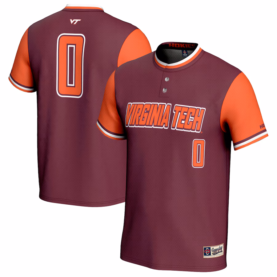 #0 Virginia Tech Hokies GameDay Greats Unisex Softball Fashion Jersey - Maroon