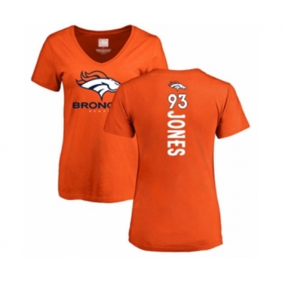 Football Women's Denver Broncos #93 Dre'Mont Jones Orange Backer T-Shirt