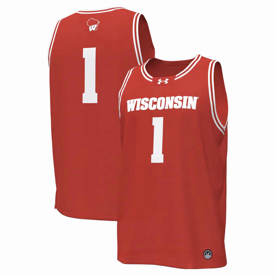 Men's Under Armour #1 Red Wisconsin Badgers Replica Basketball Jersey