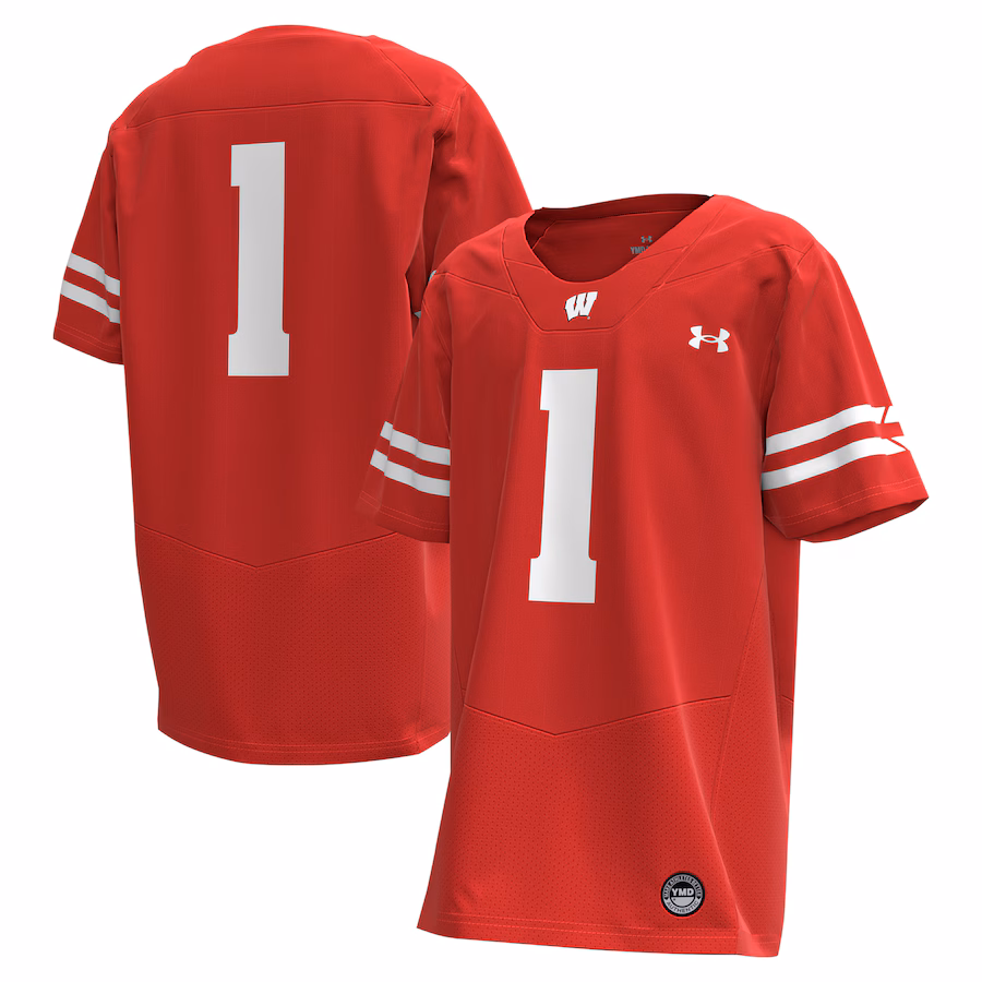 #1 Wisconsin Badgers Under Armour Youth Replica Football Jersey - Red