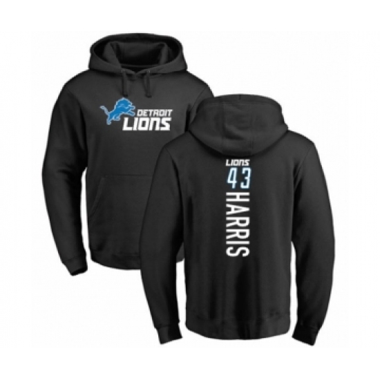 Football Detroit Lions #43 Will Harris Black Backer Pullover Hoodie