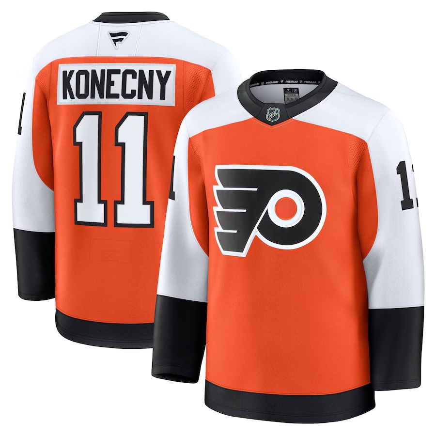 Men's Philadelphia Flyers Travis Konecny Fanatics Burnt Orange Home Premium Jersey