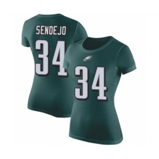Women's Philadelphia Eagles #34 Andrew Sendejo Green Rush Pride Name & Number T-Shirt