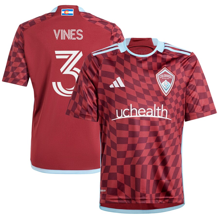 Youth Colorado Rapids Sam Vines adidas Burgundy 2024 One Flag Kit Replica Player Jersey