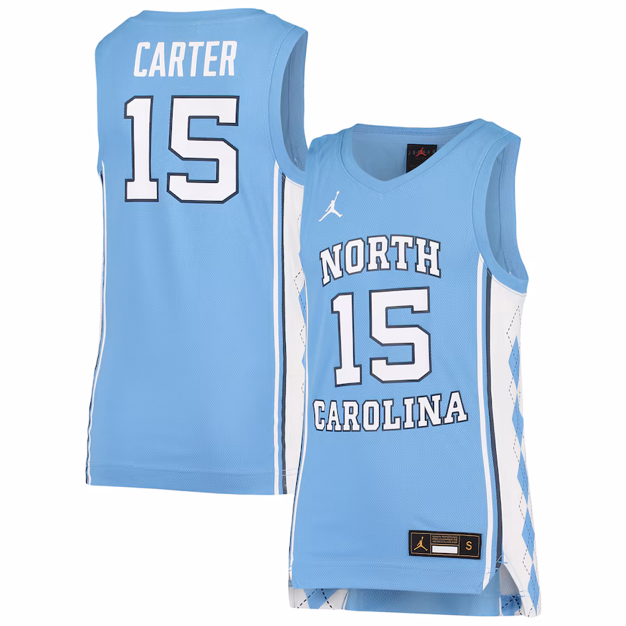 Youth Jordan Brand Vince Carter Carolina Blue North Carolina Tar Heels Team Replica Basketball Jersey