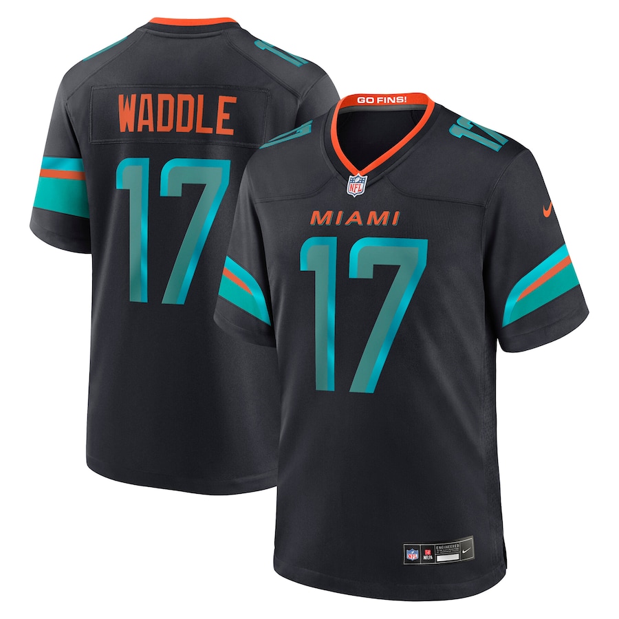 Men's Miami Dolphins Jaylen Waddle Nike Pitch Blue 2025 Rivalries Collection Game Jersey