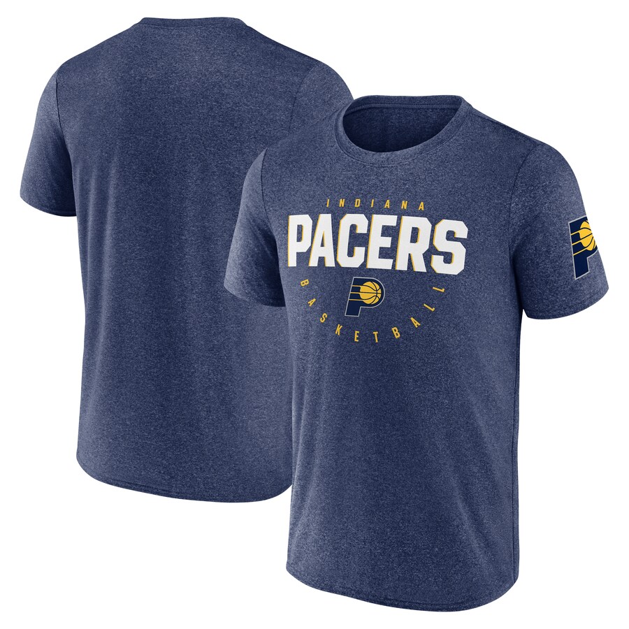 Men's Indiana Pacers Heather Navy Block Practice Performance T-Shirt