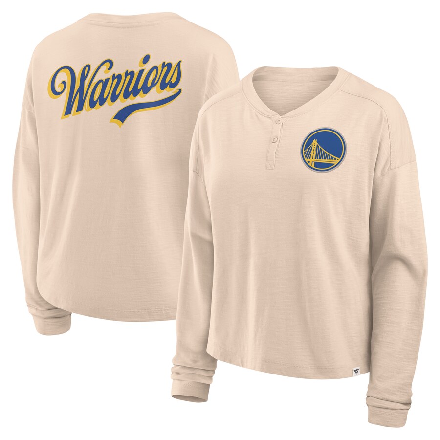 Women's Golden State Warriors Fanatics Natural Boxed Out Drop Fashion Long Sleeve T-Shirt