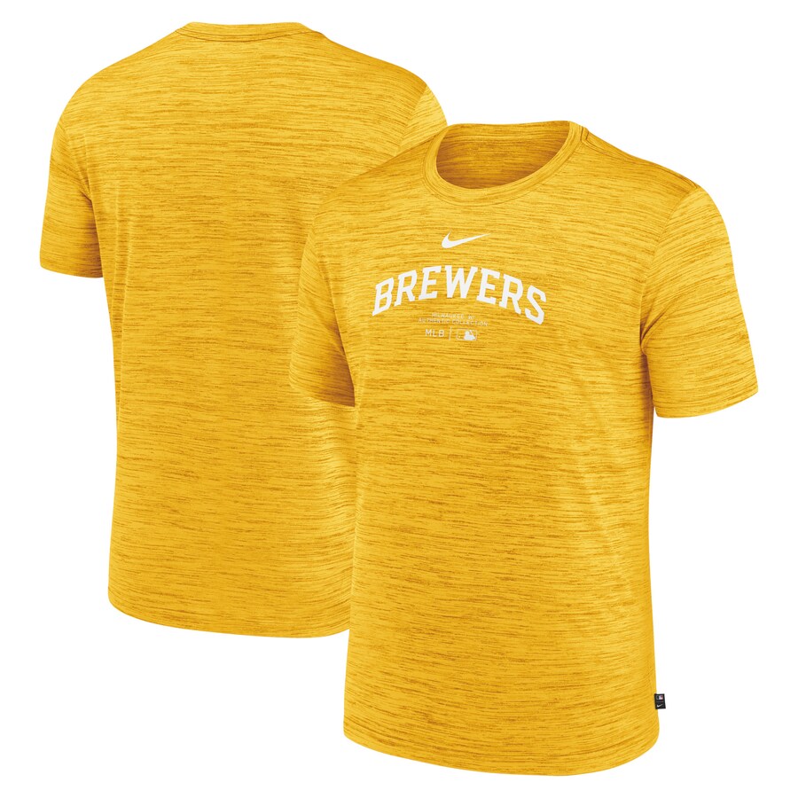 Men's Milwaukee Brewers Nike Gold Authentic Collection Velocity Performance Practice T-Shirt