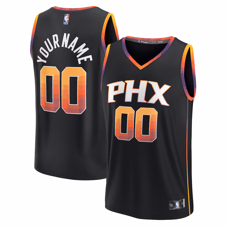 Men's Phoenix Suns  Fanatics Black  Fast Break Custom Replica Jersey - Statement Edition