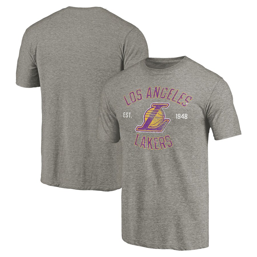 Men's Los Angeles Lakers Gray Team Heritage Tri-Blend T-Shirt